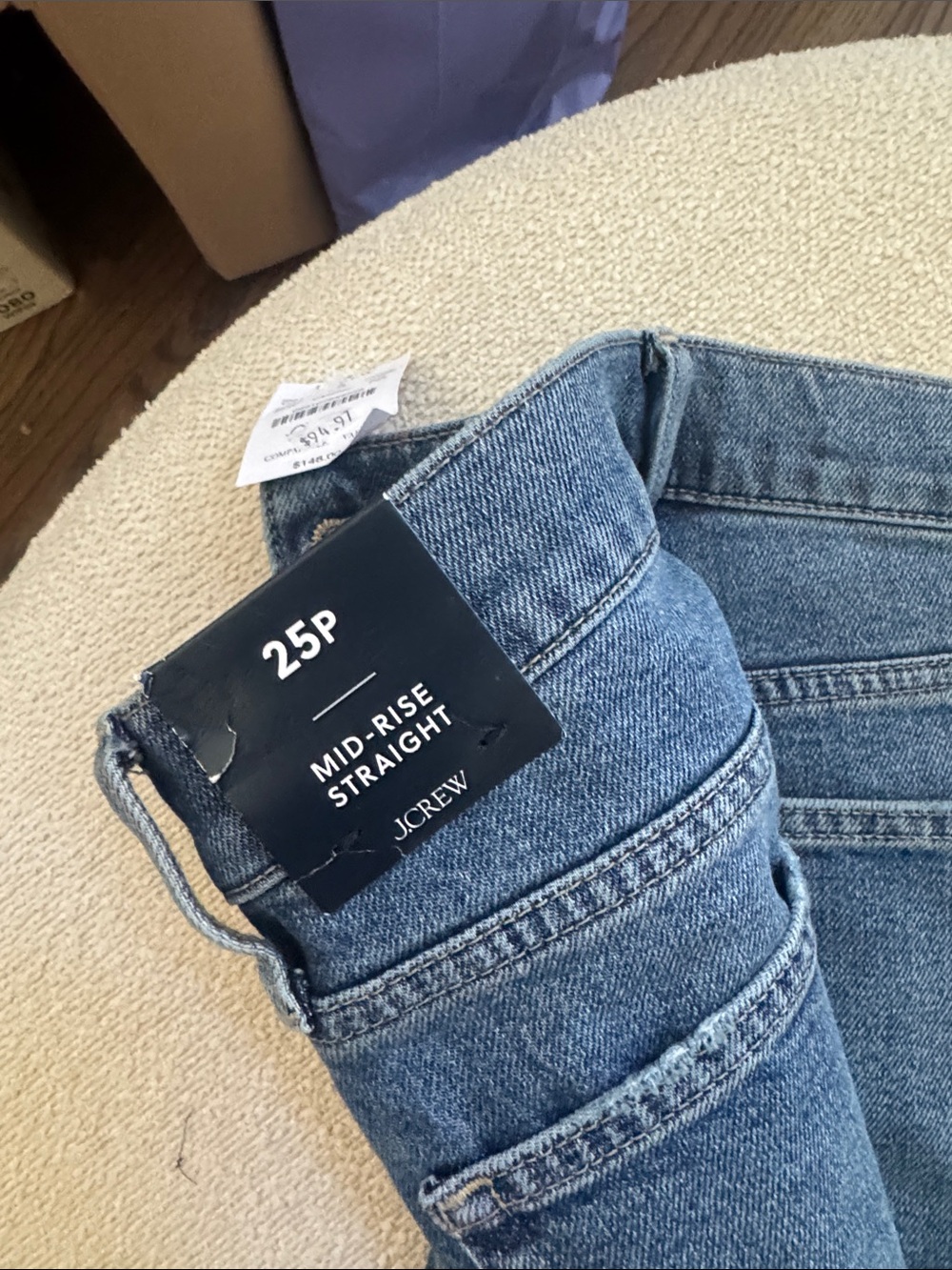 J. Crew High-Rise Straight Jeans in Medium Blue Denim
